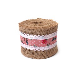 Základ pro aplikace – jutová stuha s textilním páskem, 50 mm × cca 2 m