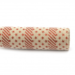 Bandă pânză de sac 48x270 cm culoare imprimeu natural stele brocart