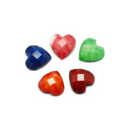 Decoration for gluing acrylic stone heart 8x8x2 mm 6 colors in a box ~ 24 pieces