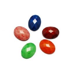 Decoration for gluing acrylic stone oval 8x6x2 mm 6 colors in a box ~ 24 pieces
