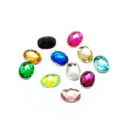 Decoration for gluing acrylic stone oval 8x6x2 mm 11 colors in a box ~ 24 pieces