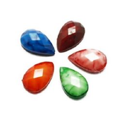 Ακρυλική πέτρα σταγόνα 8x5x2 mm 6 χρώματα σε κουτί ~ 24 τεμάχια