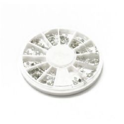 Elemente pentru decorare piatră acrilică4 ~ 2x2x1 mm culoare argintiu într-o cutie ~ 350 bucăți