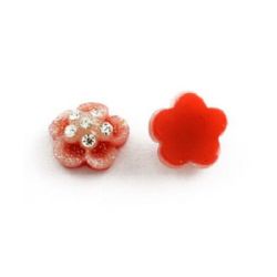 Elements for decoration - flowers 11x11x6 mm with glitter mix - 5 pieces