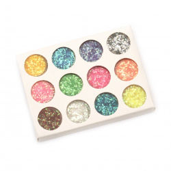 Glitter Powder, 1mm (1000 microns) - Assorted Colors, 12x1.5 grams