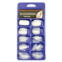 Plastic nail molds 7x19 ~ 14x28 mm white - 100 pieces