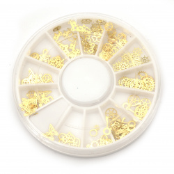Decoration elements ~ 4 ~ 6 mm for gluing color gold mix shapes in box