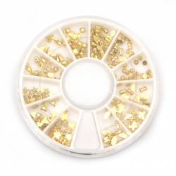 Decoration elements ~ 3 ~ 6 mm for gluing color gold mix shapes in box