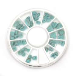 Decorative Elements, ~5~8 mm, for Gluing - Imitation Turquoise, in a Box