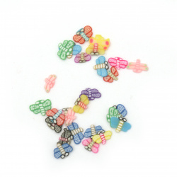 Fimo decoration elements 6 ~ 3x6 ~ 3x0.2 ~ 0.4 mm assorted butterflies colors and shapes -5 grams