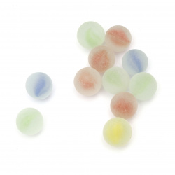 Елементи за декорация стъклени топчета матирани 15~18 мм асорте цветове ~350 грама ~58 броя