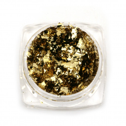Фолио на люспи за ефект натрошено стъкло в бурканче цвят злато -3 мл ~1 грам