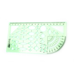 Plastic Template Ruler (Model 4306), 18x10.3 cm