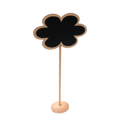 Wooden Flower Shaped Blackboard Sign 150x100x2 mm with Stand 300 mm 