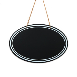 Wooden Oval Chalkboard Sign with Twine, 300x200x3 mm 