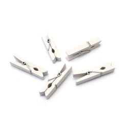 Ξύλινα μανταλάκια 7x35 mm λευκά - 20 τεμάχια