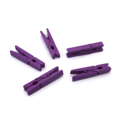 Ξύλινα μανταλάκια 7x45 mm μωβ - 20 τεμάχια