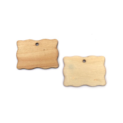 Pandantiv din lemn cu farfurie ondulată 50x36x3 mm culoare naturală - 8 bucăți