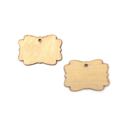Placă pandantiv din lemn 50x35x3 mm culoare naturală - 8 bucăți