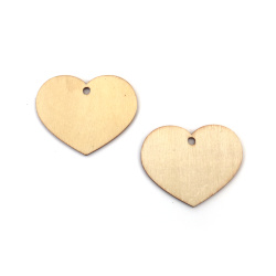 Pandantiv inimă din lemn 50x3 mm culoare naturală - 8 bucăți