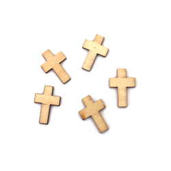Figurină cruce din lemn 22x15x3 mm culoare naturală - 24 bucăți