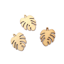 Figurină din lemn cu frunze 38x30x3 mm culoare naturală - 16 bucăți