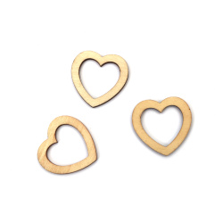 Figurină inimă din lemn 30x3 mm culoare naturală - 20 bucăți