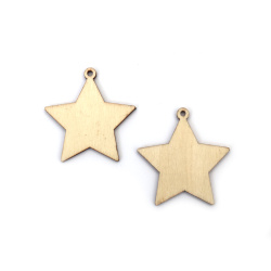 Natural Wooden Star Pendants 50x47x3 mm – Set of 10 for Festive Ornaments, Jewelry & DIY Decorations