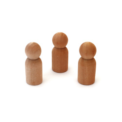 Figurină (păpușă) din lemn 34x13 mm culoare lemn - 3 bucăți