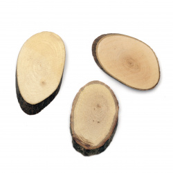 Oval Wooden Slices 30x50x5 mm - 10 pieces