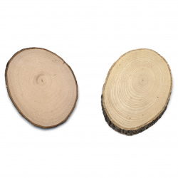 Natural Oval Wooden Slices / 70x100x5 mm - 2 pieces