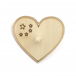 Wooden whirligig in heart shape 70x3 mm white