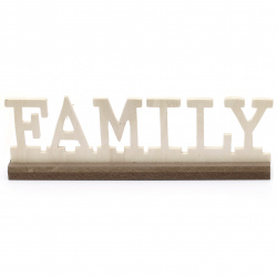 Inscripție din lemn "Family" 285x80x30 mm cu suport