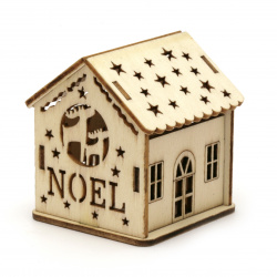 Дървена къщичка за декорация 60x57x54 мм NOEL