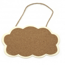 Wooden plate with cork and rope 210x140 mm cloud