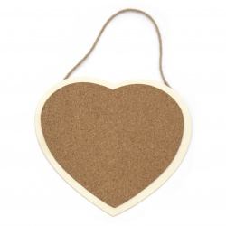 Wooden plate with cork and rope 200x200 mm heart