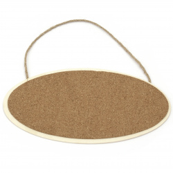 Wooden plate with cork and rope 210x125 mm oval