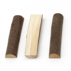 Wood sticks half round with bark 100x15 ~ 45 mm -5 pieces