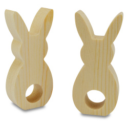 Wooden Bunny Figurine for Decoration, Standing, 4.5x10x2 cm