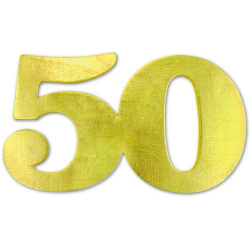 Figura jubiliară 50 din placaj 20x12 cm vopsit culoare auriu cu gaură ~ 3 mm