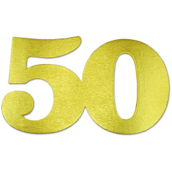 Figura aniversară 50 din placaj 25x15 cm vopsit culoare auriu cu gaură ~ 3 mm
