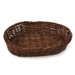 Oval Basket, 200x120x35 mm, Woven, Brown Color