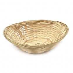 Oval Basket, 190x140x60 mm, Woven, Light Wood Color