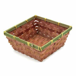 Woven Basket, Pink and Green, 160x160x70 mm