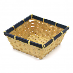 Woven Basket, Yellow and Blue, 160x160x70 mm