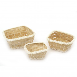 Set of Baskets, 3 Pieces, Sizes 145x120x60 mm, 130x100x60 mm, 110x85x55 mm