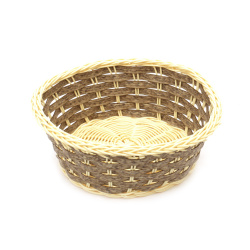 Woven Round Basket, 200x90 mm, Brown Melange Color