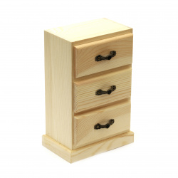 Wooden Chest of Drawers for Jewelry with Three Drawers /  180x73x105 mm