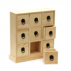 Small Wooden Chest of Drawers for Jewelry with Nine Drawers /  240x75x215 mm