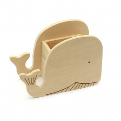 Wooden Pencil Holder for Decoration, Whale / 140x100x60 mm